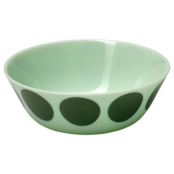 OFTAST bowl, light green green/dot pattern, 15 cm