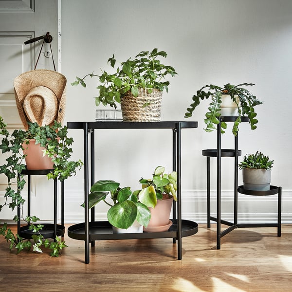 OLIVBLAD plant stand, in/outdoor black, 58 cm