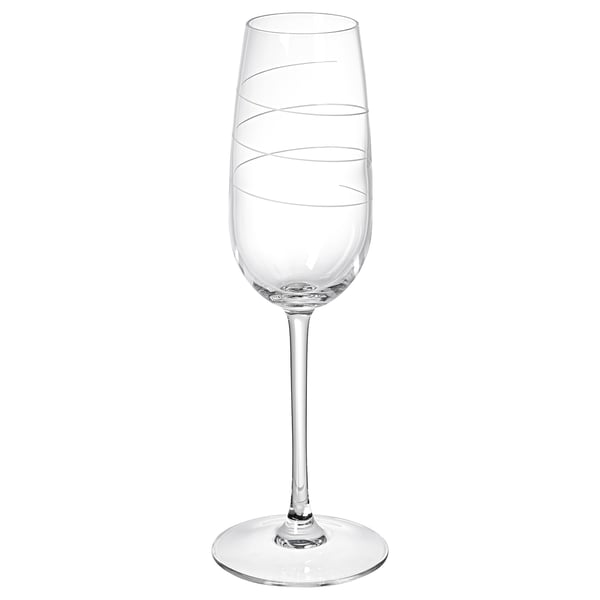 OLIVDUVA champagne glass, clear glass/spiral, 22 cl