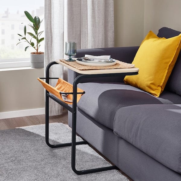 Ikea OLSERÖD - Side table, anthracite/birch effect dark yellow, 53x50 cm