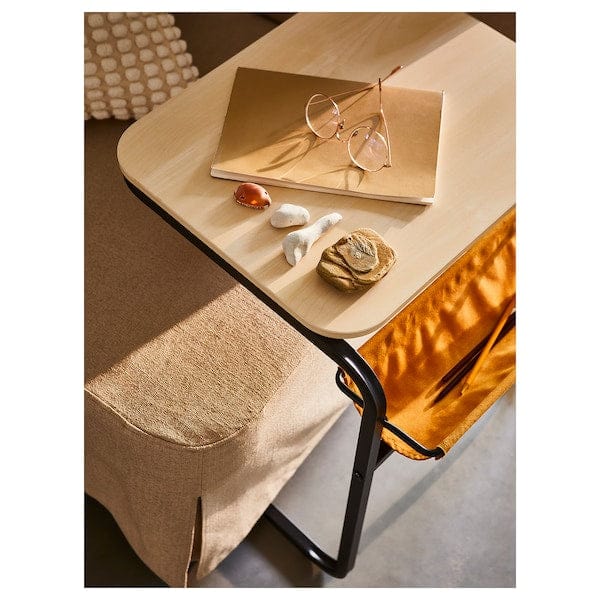 Ikea OLSERÖD - Side table, anthracite/birch effect dark yellow, 53x50 cm