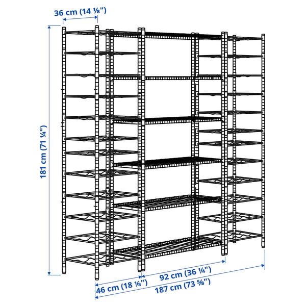 OMAR 3 shelf sections, 187x36x181 cm