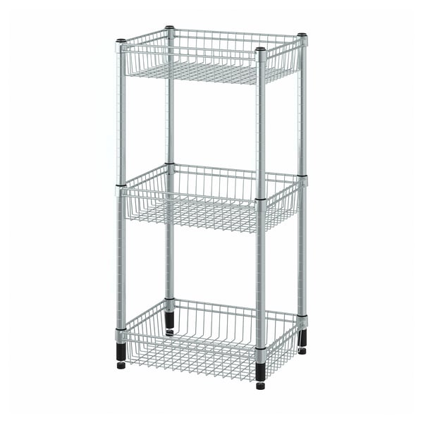 OMAR shelving unit with 3 baskets, galvanised, 46x36x94 cm