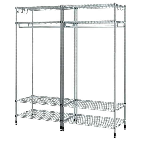 OMAR shelving unit with clothes rail, galvanised, 186x50x201 cm