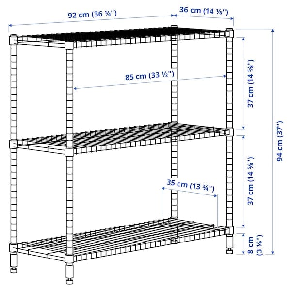 Ikea OMAR - Shelving unit, galvanised, 92x36x94 cm