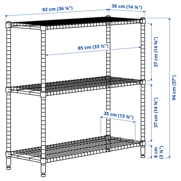 OMAR shelving unit, galvanised, 92x36x94 cm