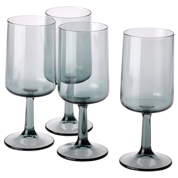 OMBONAD wine glass, grey, 41 cl, 4 pack