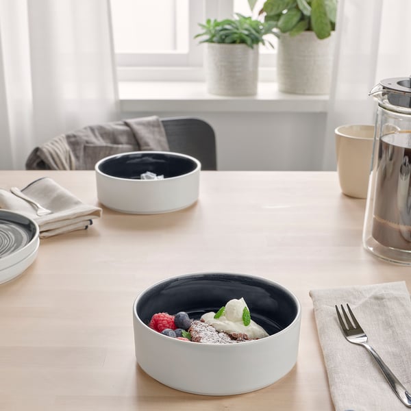 OMBONAD bowl, dark grey, 15 cm, 2 pack