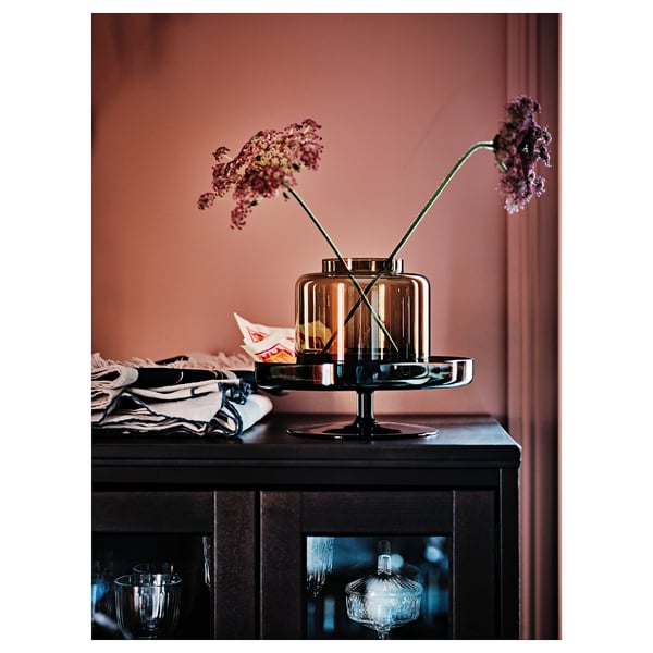 OMBONAD serving plate, glass grey, 29 cm