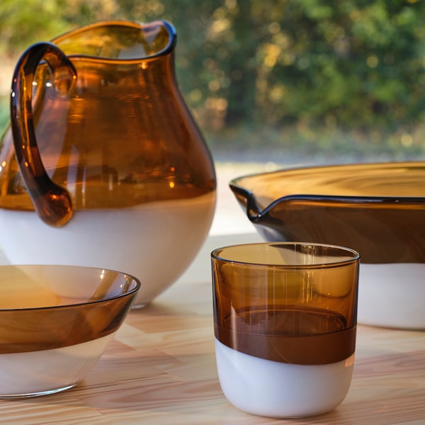 OMMJÄNGE glass, brown, 28 cl