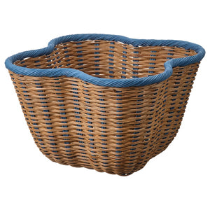OMMJÄNGE basket, beige/blue, 40x40x26 cm