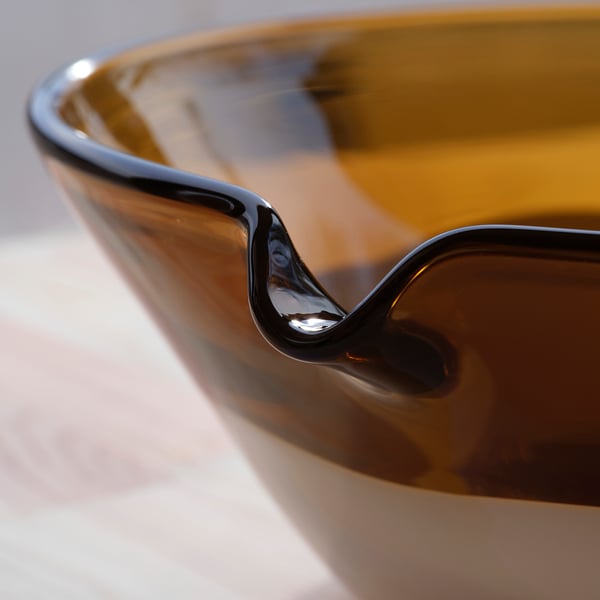 OMMJÄNGE serving bowl, brown/glass, 30 cm