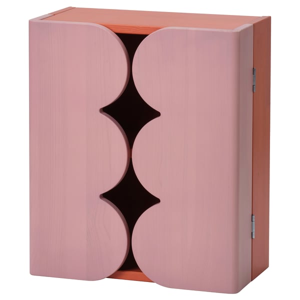 OMMJÄNGE cabinet w 2 doors and 1 shelf, pink orange/stained, 38x45 cm