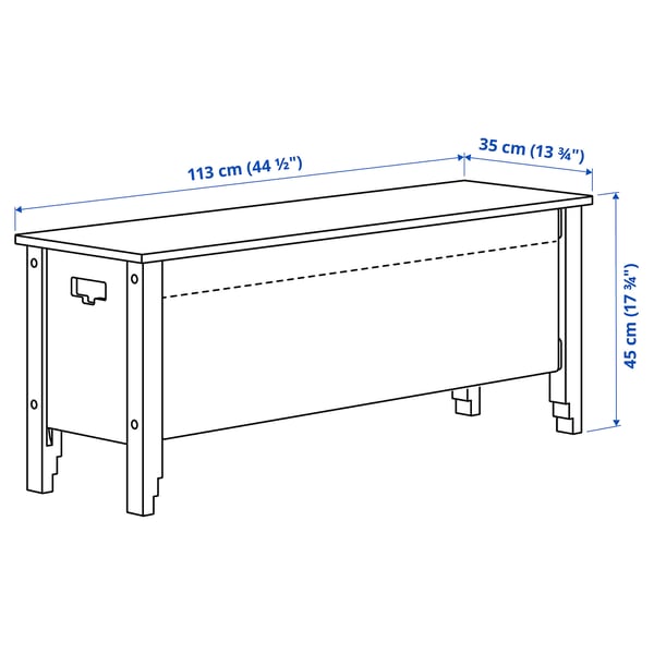 OMMJÄNGE bench with storage, 113x45x35 cm