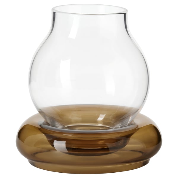OMMJÄNGE tealight holder, glass, 12 cm