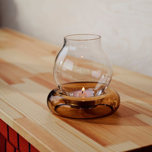 OMMJÄNGE tealight holder, glass, 12 cm