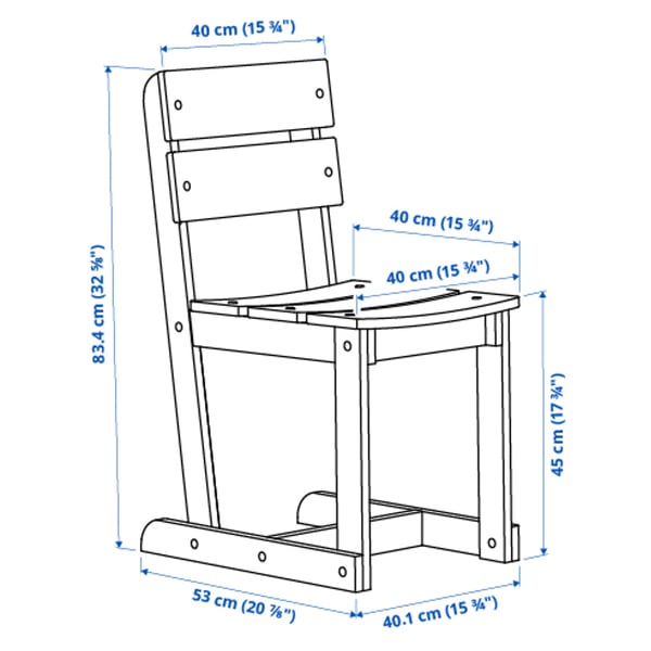 OMMJÄNGE chair, stained/blue, 40x83x53 cm