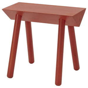 OMMJÄNGE stool, orange-red/stained, 38x35x19 cm