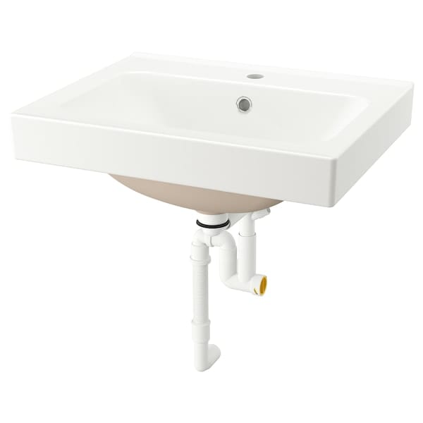 Ikea ORRSJÖN - Deep wash-basin with water trap, white, 62x49 cm