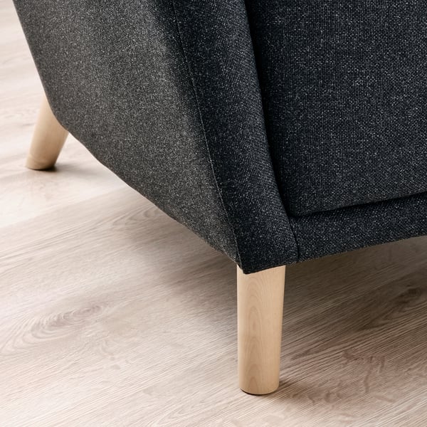 OSKARSHAMN wing chair with footstool, Gunnared black/grey