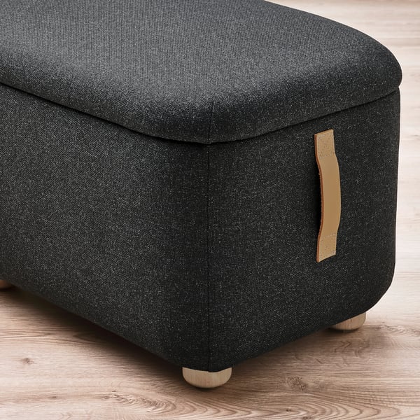 OSKARSHAMN wing chair with footstool, Gunnared black/grey