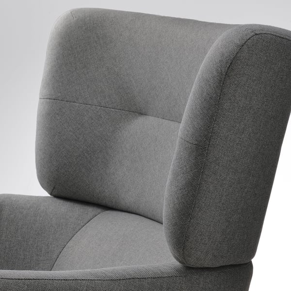 OSKARSHAMN wing chair with footstool, Tibbleby beige/grey