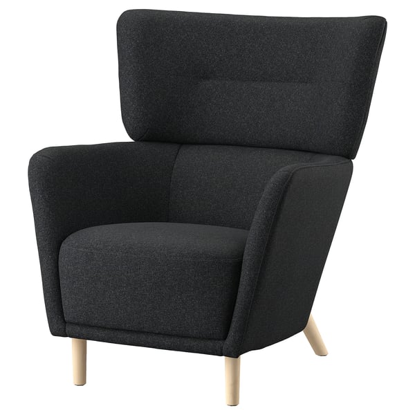 OSKARSHAMN wing chair, Gunnared black-grey, 82x99x86 cm