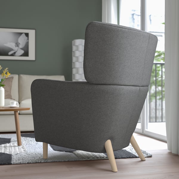 OSKARSHAMN wing chair, Tibbleby beige/grey, 82x99x86 cm