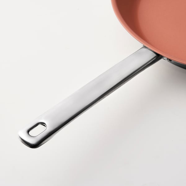 OUMBÄRLIG frying pan, non-stick coating/stainless steel copper-colour, 28 cm