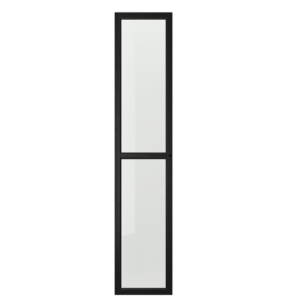 OXBERG glass door, black oak effect, 40x192 cm