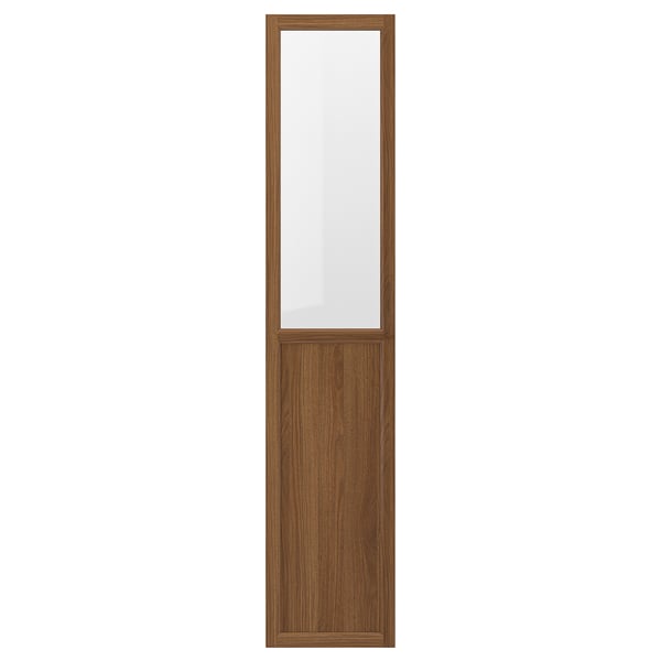 OXBERG panel/glass door, brown walnut effect, 40x192 cm