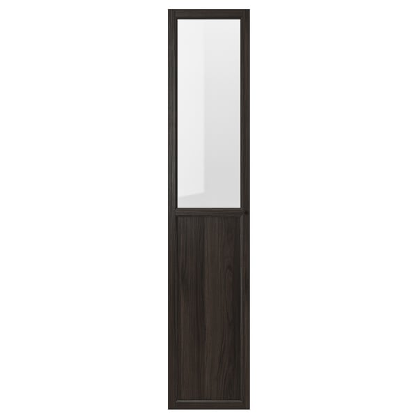 OXBERG panel/glass door, dark brown oak effect, 40x192 cm