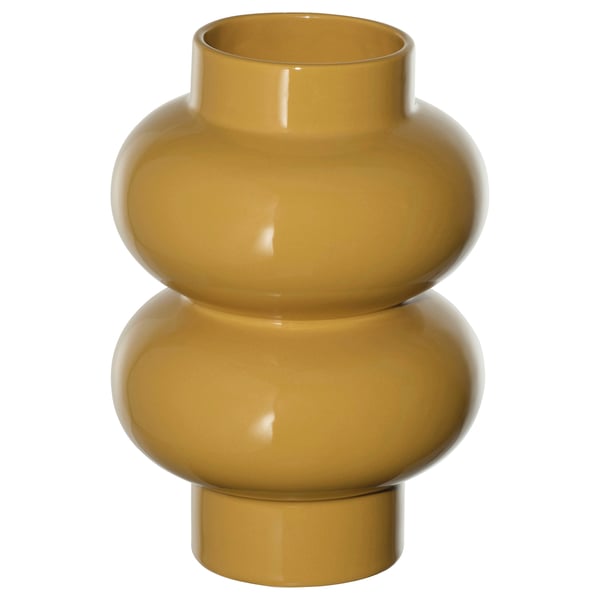 PÄRLHÄGG vase, yellow-beige, 22 cm