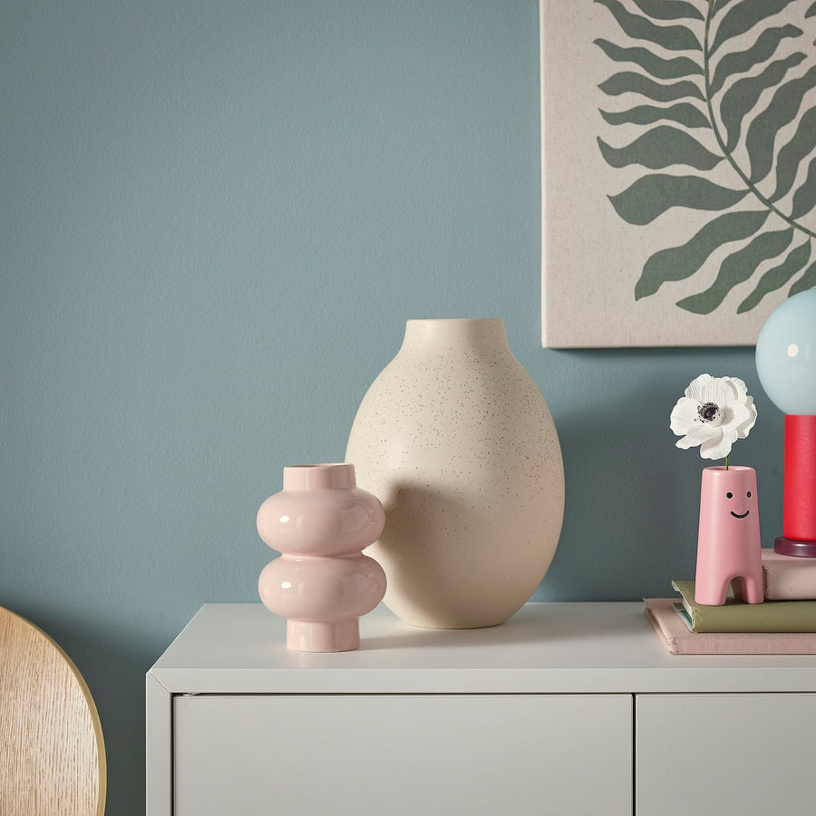 PÄRLHÄGG vase, light pink, 14 cm