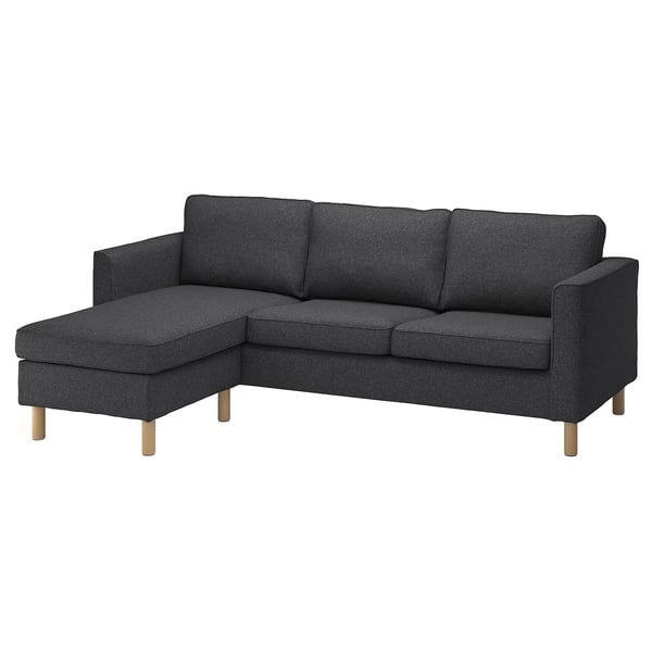 PÄRUP cover for 3-seat sofa, with chaise longue/Gunnared dark grey