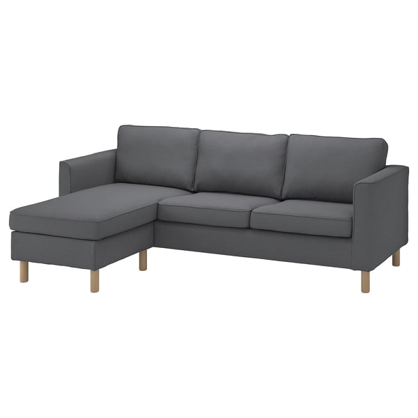 PÄRUP cover for 3-seat sofa, with chaise longue/Vissle grey