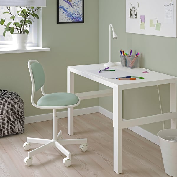 PÅHL/ÖRFJÄLL desk and chair, white/light green
