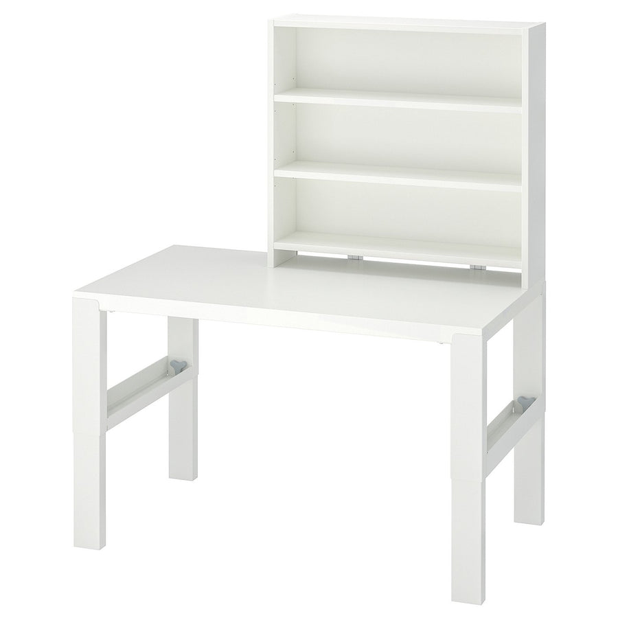 PÅHL desk with shelf unit, height adjustable white, 96x72x58 cm