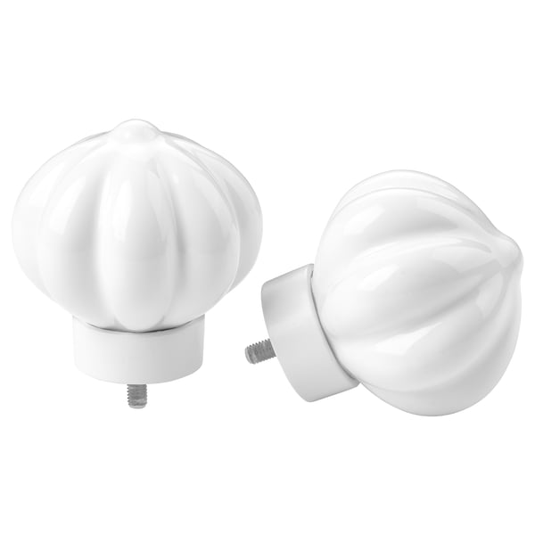 PALPMOSSMAL finials, 1 pair, white, 6 cm