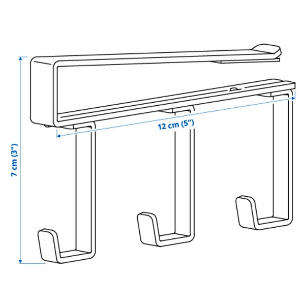 PÅLYCKE clip-on hook rack, anthracite, 12x1 cm