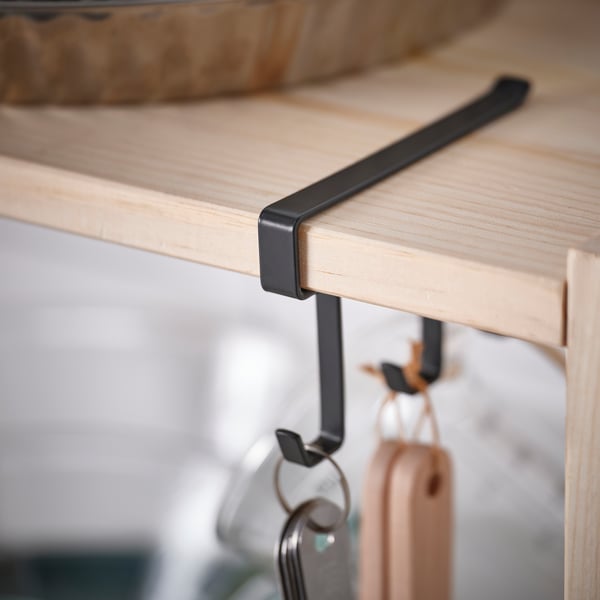 PÅLYCKE clip-on hook rack, anthracite, 12x1 cm