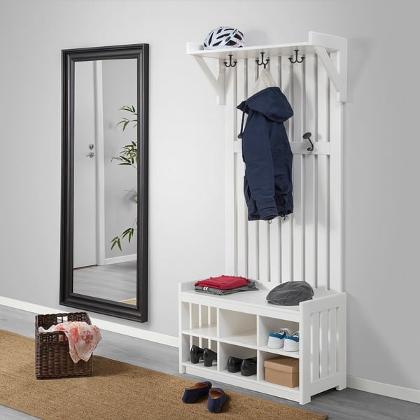 PANGET coat rack with shoe storage bench, white, 85x41x200 cm