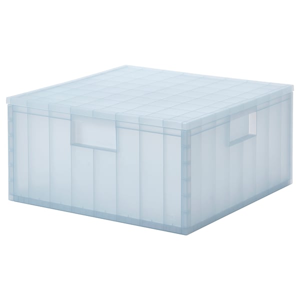 PANSARTAX storage box with lid, transparent grey-blue, 33x16.5x33 cm