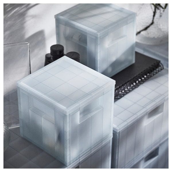Ikea PANSARTAX - Storage box with lid, transparent grey-blue, 16.5x16.5x16.5 cm
