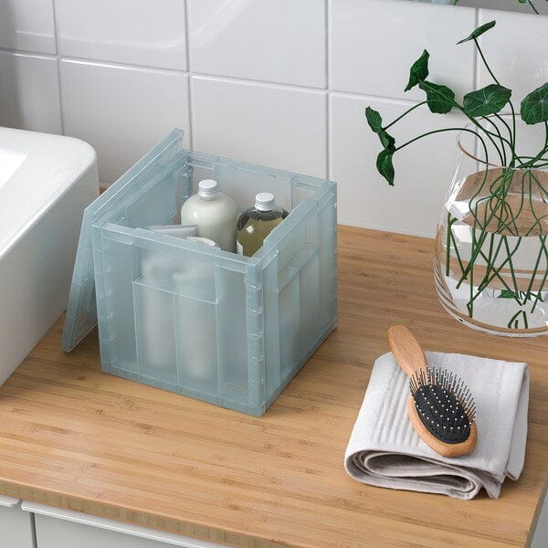 Ikea PANSARTAX - Storage box with lid, transparent grey-blue, 16.5x16.5x16.5 cm