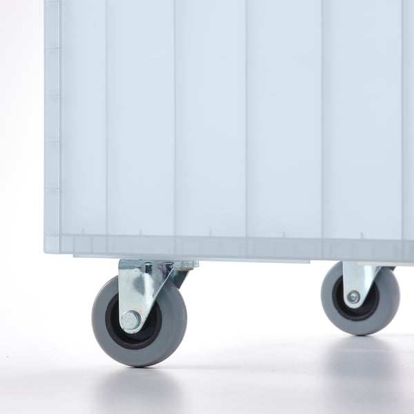 PANSARTAX box with castors and lid, transparent grey-blue, 33x40x33 cm