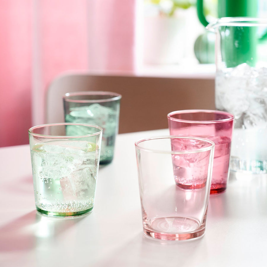 PAPPERSBJÖRK glass, mixed colours, 30 cl, 4 pack