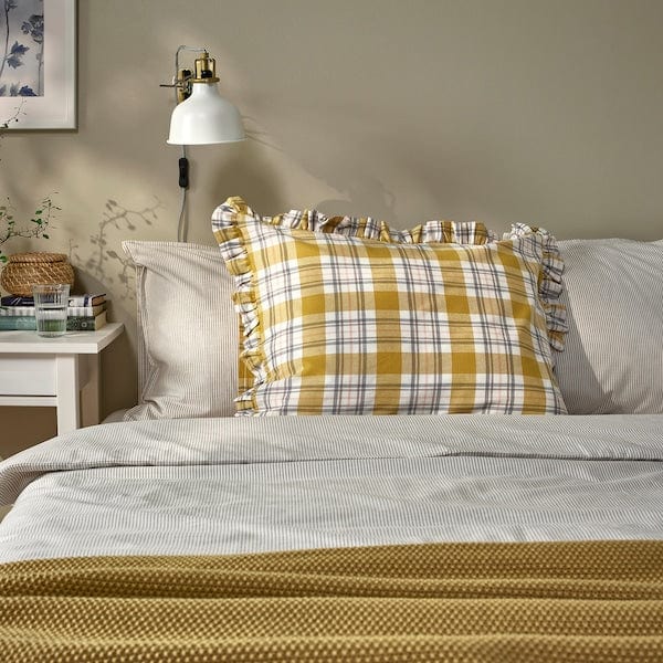 Ikea PARKOLVON - Pillowcase, multicolour/check, 50x80 cm