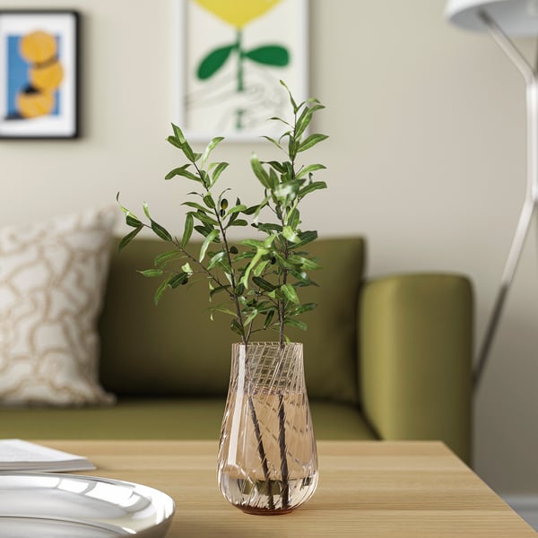 PÅSKÖTRÄD vase, glass/light brown, 13.5 cm