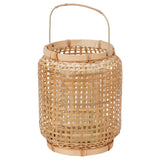 PÅVEFINK lantern for pillar candle, bamboo, 25 cm